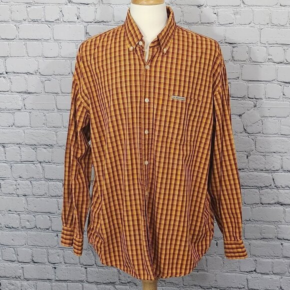 2/$20 US Polo Assn Orange Plaid Long Sleeve Shirt Size XL Button Front Casual - Picture 1 of 4